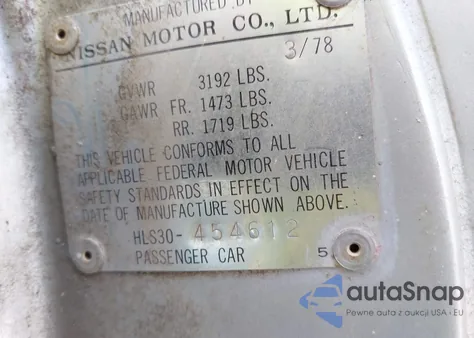 1978 Datsun 280Z из США, поврежденный, VIN HLS30454612